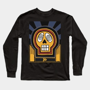 The Scream in Blue Long Sleeve T-Shirt